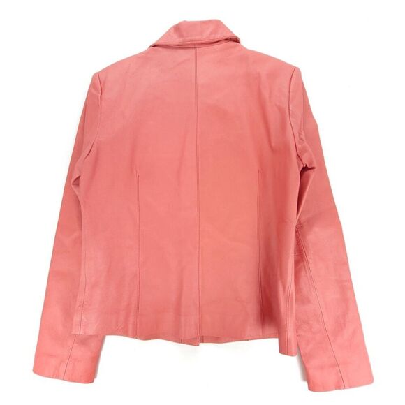 BERNARDO Vintage 90s Button Down Leather Jacket Western Horse Girl Coral Pink - Picture 5 of 8